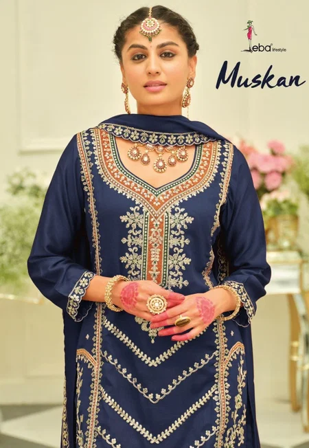 Muskan By Eba Silk Embroidery Ladies Readymade Suits Wholesale Market In Surat
